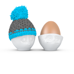 bonnet pour œuf gris/turquoise