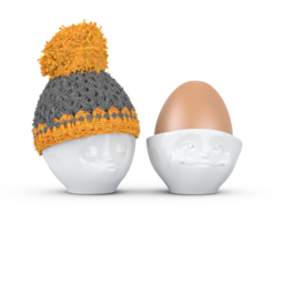 bonnet pour œuf gris/orange
