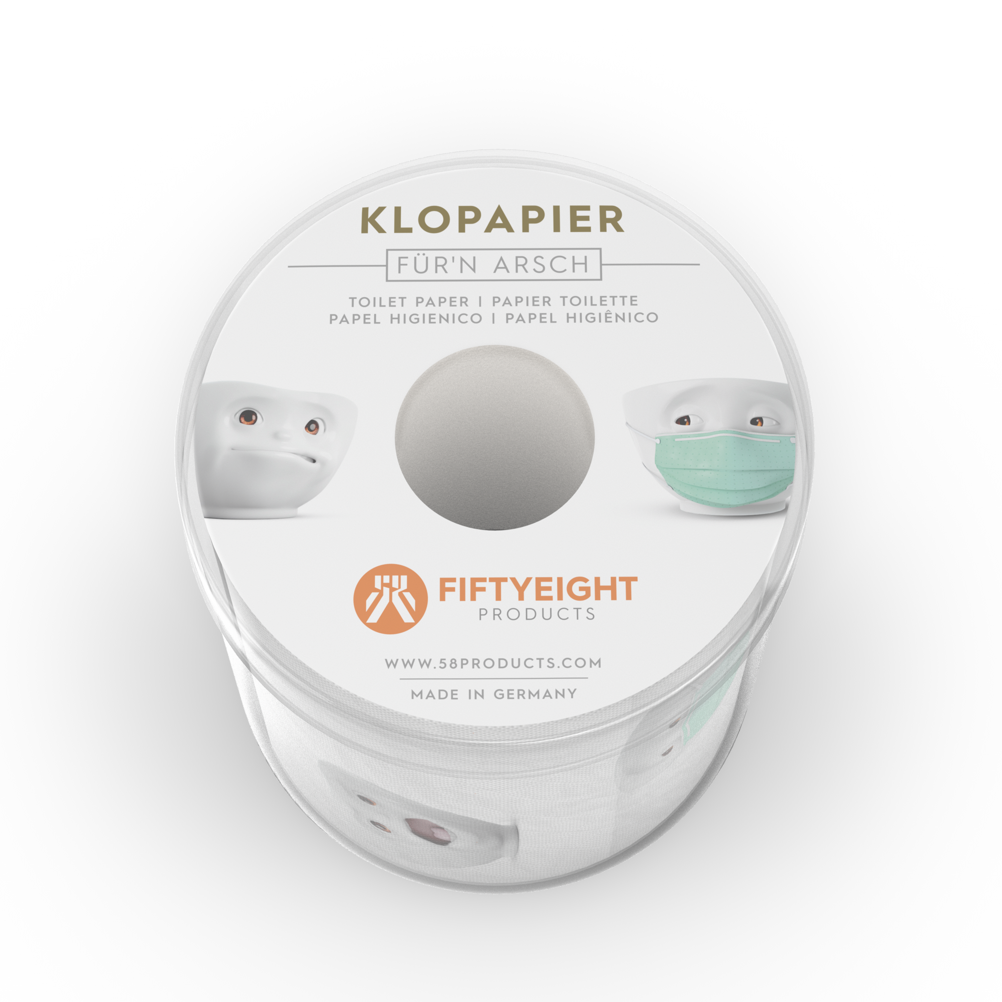 A big question we needed to answer right away was what kind of TASSEN characters – and facial expressions – our toilet paper should be decorated with?! Not an easy one, as the ‘job’ performed by toilet tissue is anything but glorified. So we imagined how our little TASSEN guys would react to the prospect of being put to work in a toilet setting – and that made the decision a natural one: Irritated and slightly amused faces? Way to go! And of course, since this product was born amid the coronavirus pandemic, we also had to include our character with a face mask as a sign of the times. Speaking of the current times, here’s a decision everyone who buys our FIFTYEIGHT PRODUCTS Toilet Paper needs to make: Will you ‘use’ it as actual toilet paper, or keep it as a souvenir and lasting memory of those weeks when we all stayed at home to flatten the curve and stop the spread of the virus? It’s up to you!