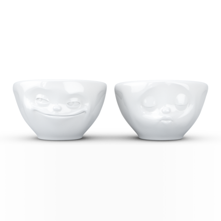 Set de 2 petits bols N°1 "Bisou & Malin" en blanc, 100 ml 