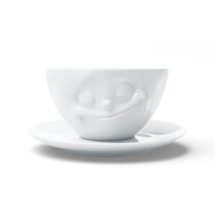 Tasse à thé "Heureux" blanc, 200 ml 