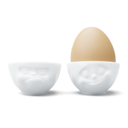 Egg cup set no. 3 Happy & Hmpff in white