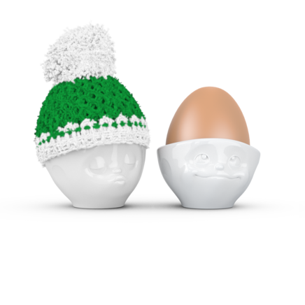 Egg cup hat winter - white/green
