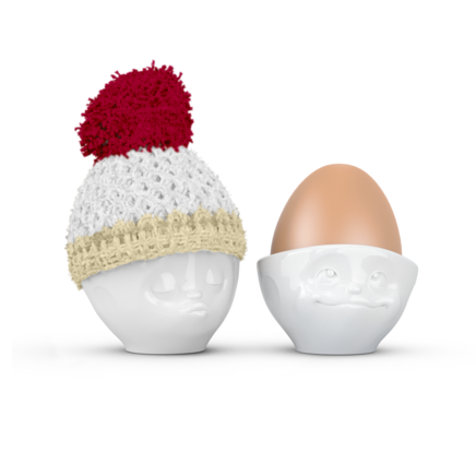 Egg cup hat chilli red/ivory