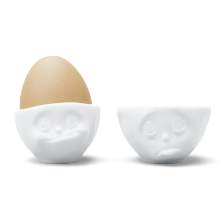 Set 2 coquetiers N°2 "Oh please! & Gourmand" en blanc  Set 2 coquetiers N°2 "Oh please! & Gourmand" en blanc
