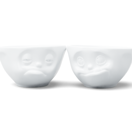 Set de 2 bols moyen N°3 "Endormi & Gourmand" en blanc, 200 ml 